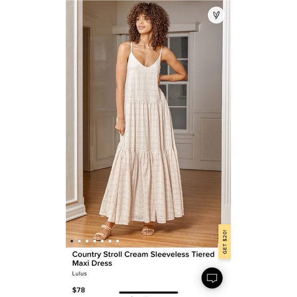 Country Stroll Cream Sleeveless Tiered Maxi Dress - Picture 2 of 7